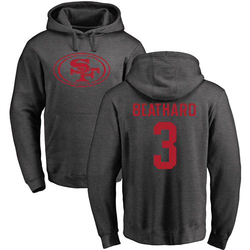 Men San Francisco 49ers Ash C. J. Beathard One Color 3 Pullover NFL Hoodie Sweatshirts